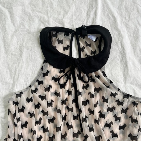 H&M Divided Tops - H&M Divided Top Small Cream & Black Scottie Dog Peter Pan Collar Y2K Indie